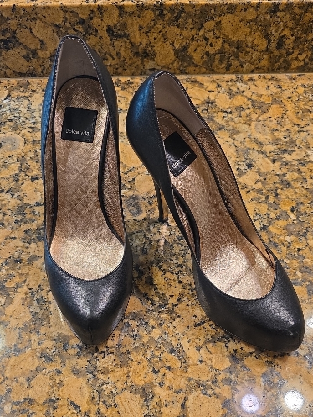 Dolce Vita Black Leather Pointed Toe Stiletto Heels